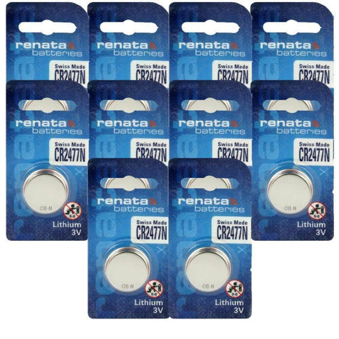 10x Renata CR2477N 3V Lithium Coin Cell Button Batteries Swiss Made