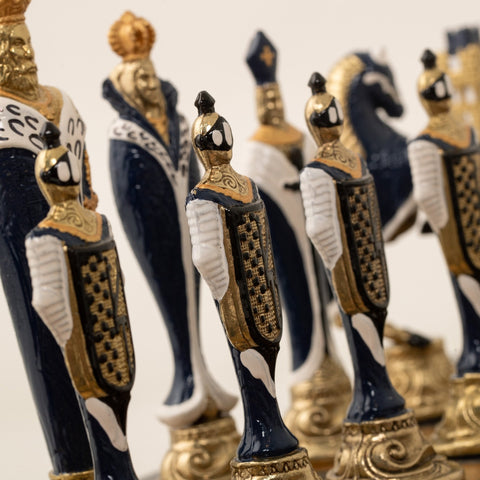 Italfama Renaissance Hand Painted Metal Chess Set with Faux Leather Board