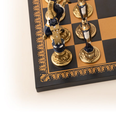 Italfama Renaissance Hand Painted Metal Chess Set with Faux Leather Board