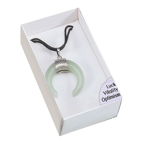 Green Aventurine Crescent Moon Amulet Pendant for Luck by Lo Scarabeo