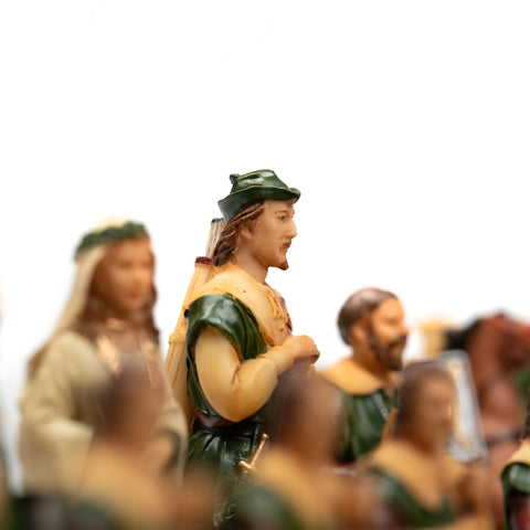 Italfama Robin Hood Hand-Painted Chess Set, 3-in-1 Faux Leather Board, Italy
