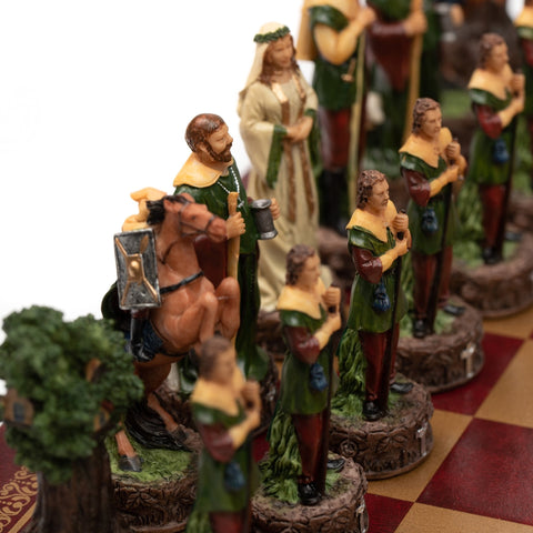 Robin Hood Hand Painted Resin Chess Set with Faux Leather Board by Italfama