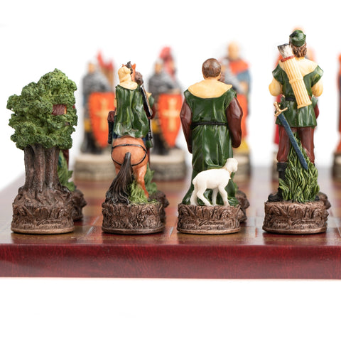Robin Hood Hand Painted Resin Chess Set with Faux Leather Board by Italfama
