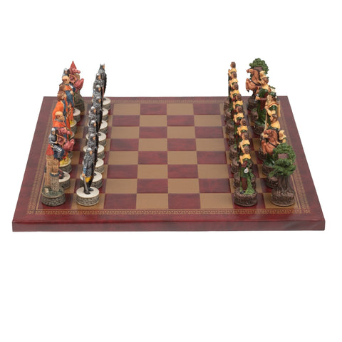 Robin Hood Hand Painted Resin Chess Set with Faux Leather Board by Italfama