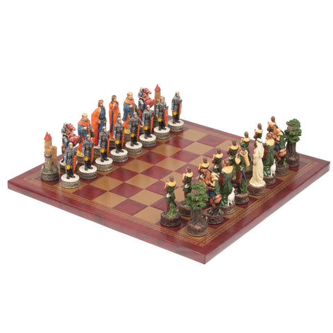 Robin Hood Hand Painted Resin Chess Set with Faux Leather Board by Italfama