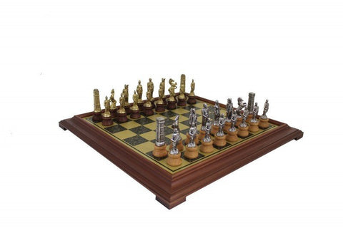 Italfama Roman vs Barbarian Chess Set, Metal/Wood, Gold & Silver, 52cm, Italy