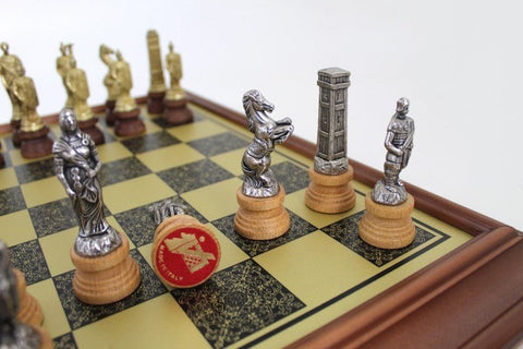 Italfama Roman vs Barbarian Chess Set, Metal/Wood, Gold & Silver, 52cm, Italy