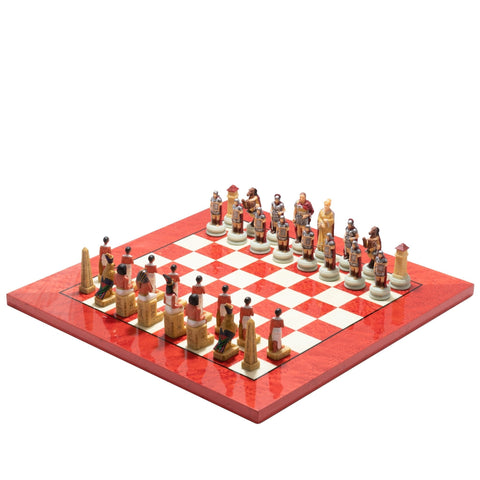 Italfama Romans vs Egyptians Chess Set with Fine Wood Board Italy