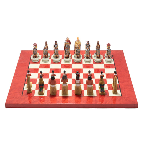 Italfama Romans vs Egyptians Chess Set with Fine Wood Board Italy