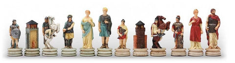 Roman vs Greek Resin Chess Set with Faux Leather Board 33cm by Italfama