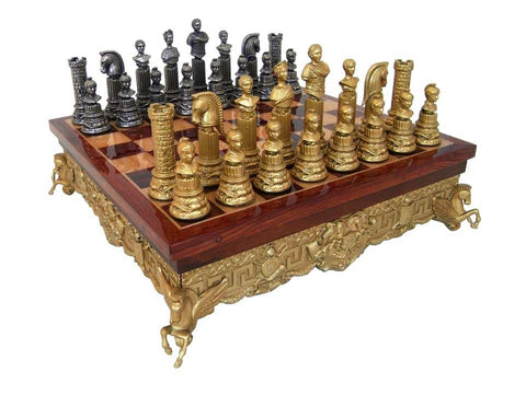 Italfama Roman Emperors Metal Chess Set Gold & Silver Plated Luxury Board