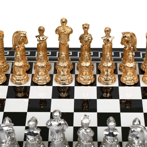 Italfama Luxury Gold Plated Chess Set with Black Wooden Board 50cm