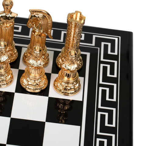 Italfama Luxury Gold Plated Chess Set with Black Wooden Board 50cm