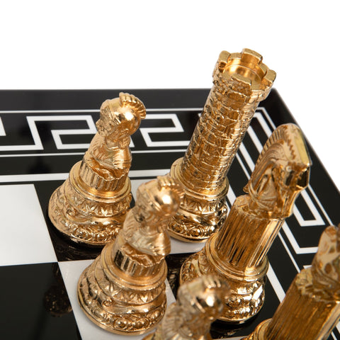 Italfama Luxury Gold Plated Chess Set with Black Wooden Board 50cm