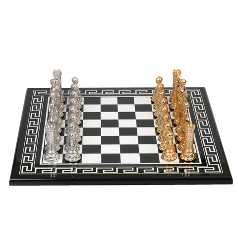 Italfama Luxury Gold Plated Chess Set with Black Wooden Board 50cm
