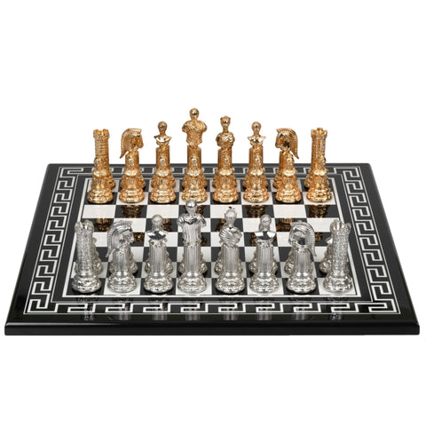 Italfama Luxury Gold Plated Chess Set with Black Wooden Board 50cm