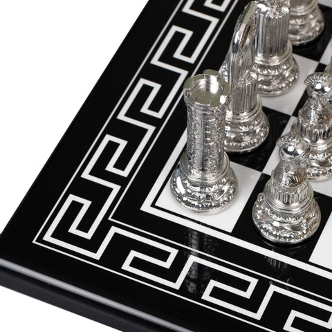 Italfama Luxury Gold Plated Chess Set with Black Wooden Board 50cm