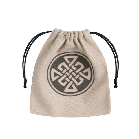 Celtic Dice Bag Beige Black Cotton RPG Dice Pouch by Q-Workshop