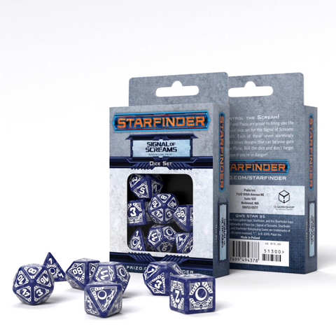 Q-Workshop Starfinder Signal of Screams 7 Dice Set Navy Blue RPG