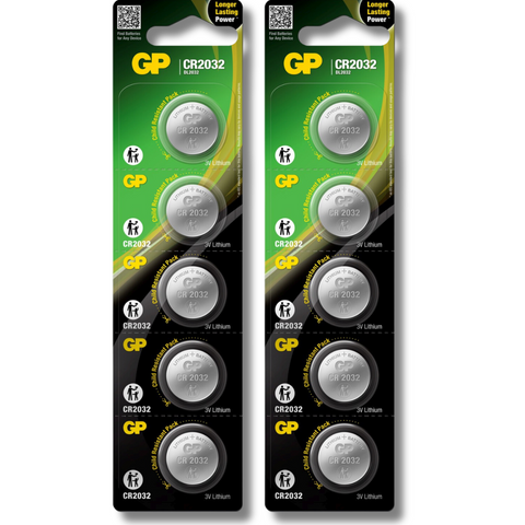 10x GP CR2032 3V Lithium Coin Cell Batteries DL2032 Button Battery