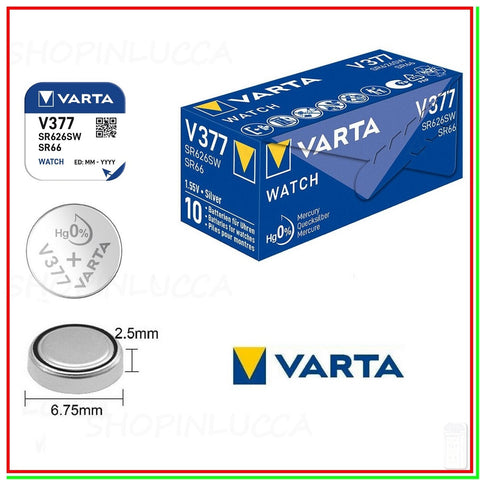 10x Varta 377 SR626SW SR66 1.55V Silver Oxide Watch Batteries