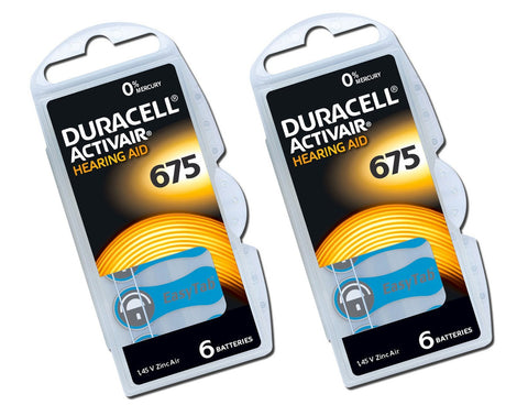 60x Duracell 675 Hearing Aid Batteries Zinc Air 1.45V Mercury Free