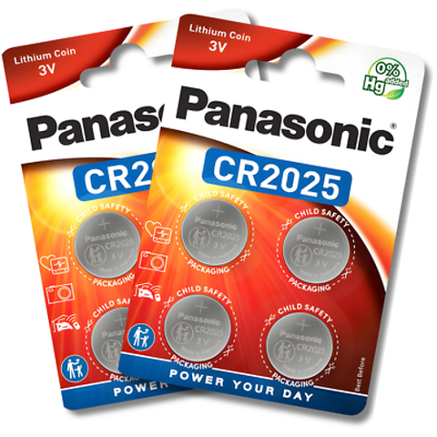 8x Panasonic CR2025 3V Lithium Coin Cell Button Batteries Blister Pack