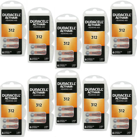 Duracell Activair Hearing Aid Batteries 312 Zinc Air 1.45V Mercury