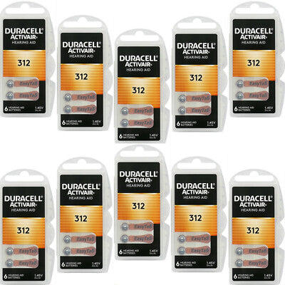 120x Duracell Activair 312 Hearing Aid Batteries Zinc Air 1.45V Mercury