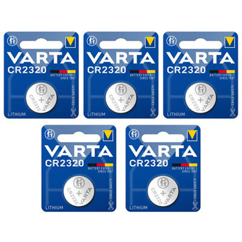 5x Varta CR2320 3V Lithium Coin Cell Batteries 135mAh Mercury Free