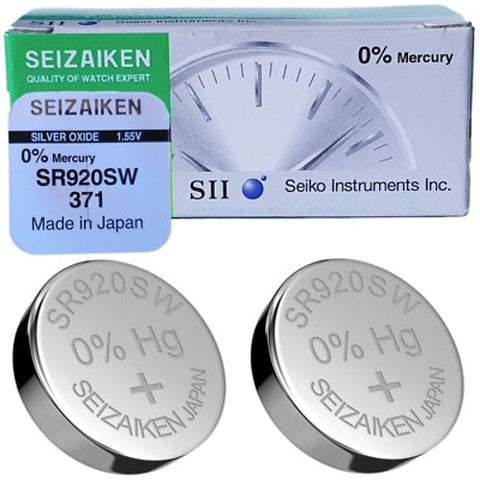 10x Seiko Seizaiken 371 SR920W SR69 Silver Oxide Watch Batteries 1.55V