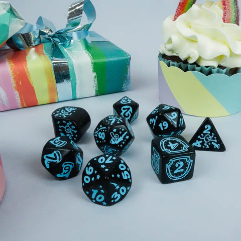 Q-Workshop 20th Anniversary My Very First Dice Set Shimmer Black Turquoise