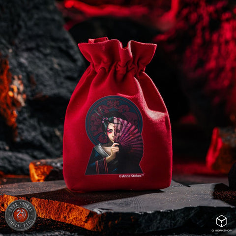 Anne Stokes Geisha Skull Dice Pouch Black Drawstring Bag by Q-Workshop