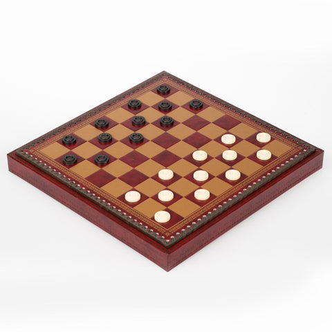 Italfama Samurai Hand-Painted Chess Set, Faux Leather Board w/ Storage, 3-in-1