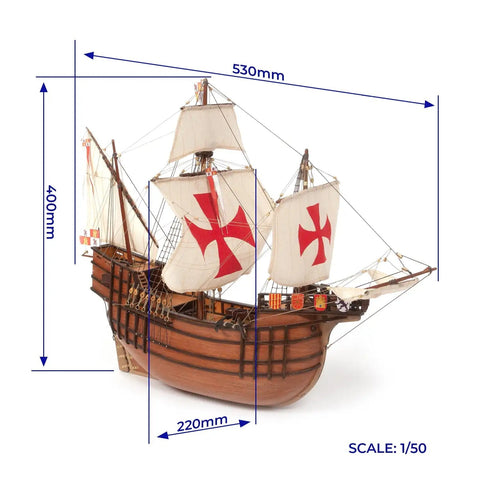 OcCre Santa Maria Wooden Ship Model Kit 1:50 with Sails