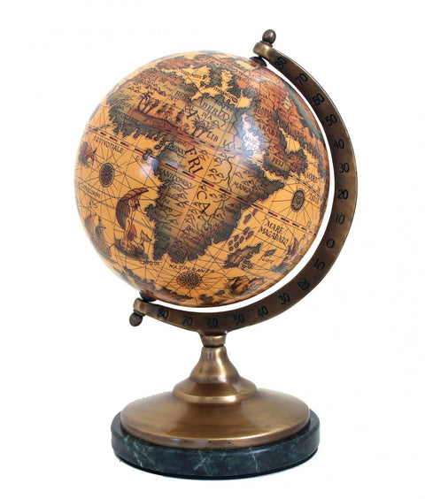 Italfama Vintage World Globe Marble Base 24cm Made in Italy Desk Decor