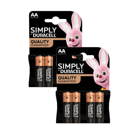 8x Simply by Duracell AA Alkaline Batteries LR6 MN1500 1.5V