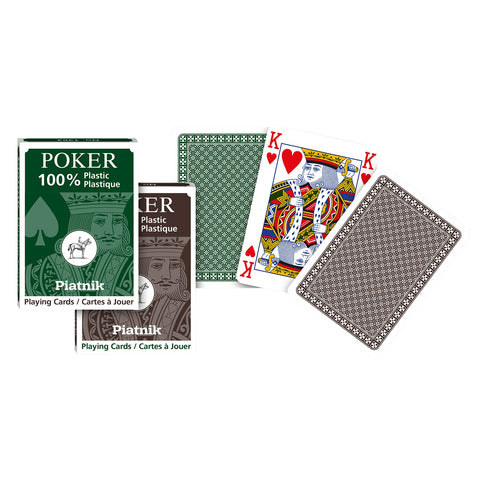 Piatnik 100% Plastic Poker Playing Cards Deck Green or Brown Random