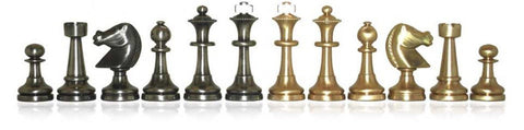 Italfama Brass Chess Set with Red Black Maple Board Handmade Italy