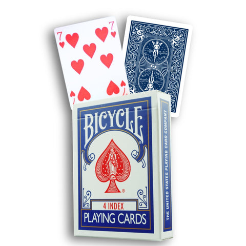 Bicycle Rider Back 4-Index Playing Cards Deck Blue Poker Magic Tricks