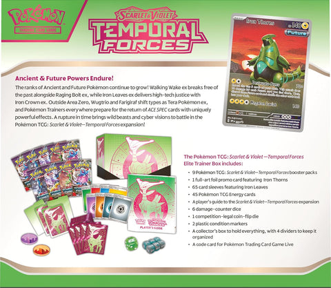 Pokemon TCG Scarlet & Violet Temporal Forces Iron Leaves Elite Trainer Box