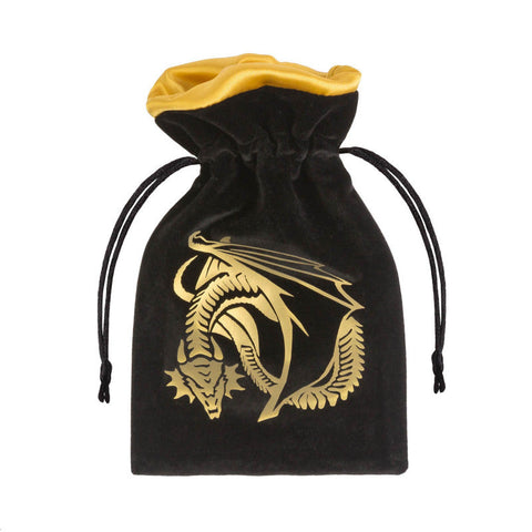 Q-Workshop Dragon Black & Gold Velour Drawstring Dice Bag DnD RPG