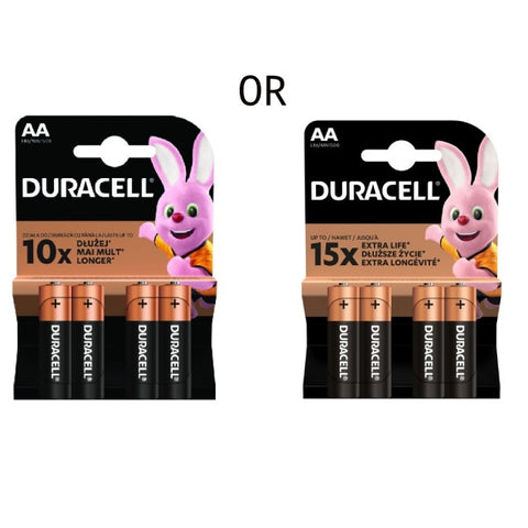 4x Duracell AA Alkaline Batteries 1.5V LR6 Long Lasting Power Cells
