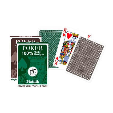 Piatnik 100% Plastic Poker Playing Cards Deck Green or Brown Random