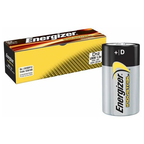 12x Energizer Industrial D LR20 1.5V Alkaline Batteries