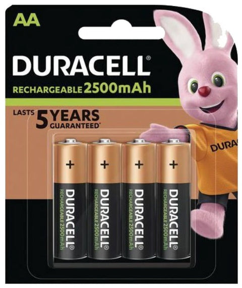 4x Duracell Rechargeable AA Batteries 2500mAh NiMH HR6 1.2V