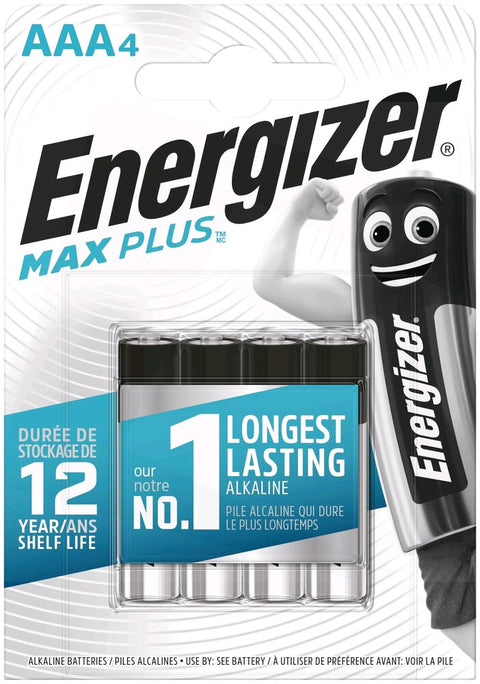 4x Energizer AAA LR03 Max Plus Alkaline Batteries 1.5V Long Lasting