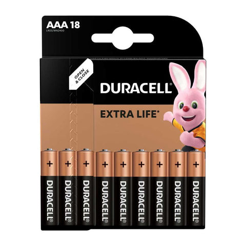 18x Duracell AAA LR03 1.5V Alkaline Batteries Basic Original Pack