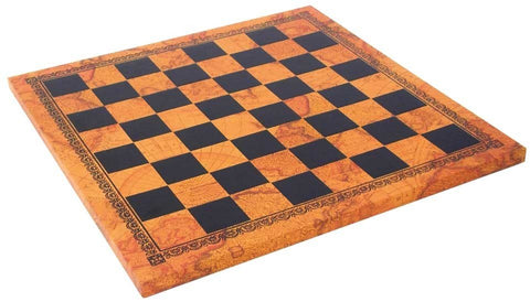 Italfama Trojan War Pewter Chess Set with Vintage Faux Leather Board