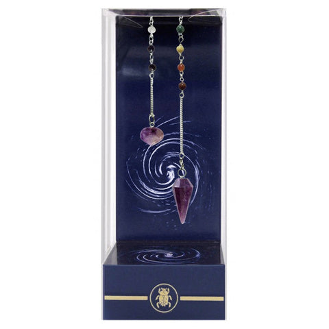 Lo Scarabeo Amethyst Chakra Pendulum Silver Chain Dowsing Divination